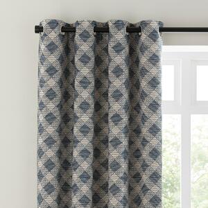 Brody Check Thermal Eyelet Curtains Navy