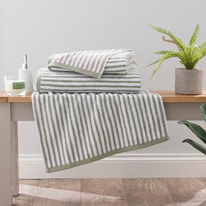 Reversible Striped Cotton Towel Latte (Brown)