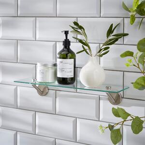 Lincoln Glass Shelf Brushed Silver