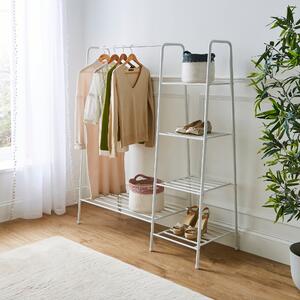 Multifunctional Metal Clothes Rail With Shelves White
