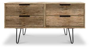 Moreno Rustic Oak Wooden 4 Drawer Low Storage Unit with Hairpin Legs | Roseland Furniture