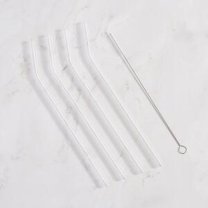 Pack of 4 Clear Glass Straws Clear