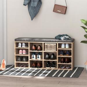 HOMCOM Multi-Storage Shoe Rack w/ 14 Compartments Cushion Moving Shelves Solid Frame Foot Pads Home Office Tidy Organisation Boots Trainers Brown