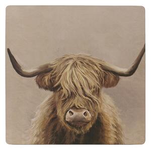 Pack of 4 Highland Cow Corkback Placemats Beige