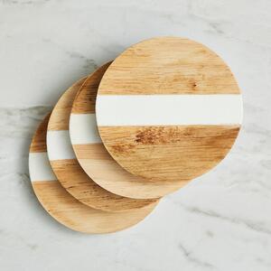 Pack of 4 Wood and Resin Coasters Natural