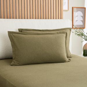 Elements Cotton Jersey Plain Oxford Pillowcase Olive (Green)