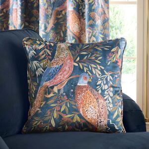 Woodland Pheasant Cushion Navy (Blue)