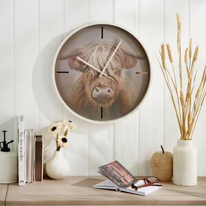 Highland Cow Wall Clock Sandstone