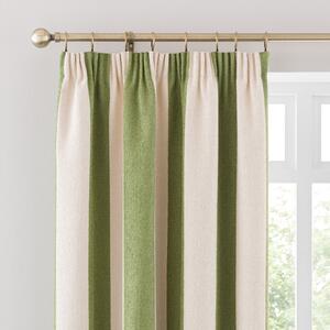 Boucle Stripe Pencil Pleat Curtains Olive