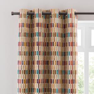 Pelosa Cut Velvet Eyelet Curtains Multicoloured