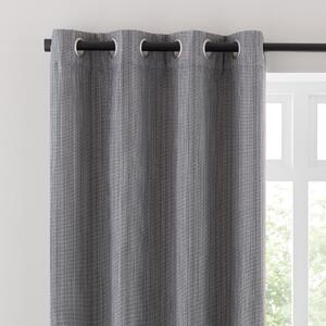 Neptune Textured Charcoal Blackout Eyelet Curtains Charcoal