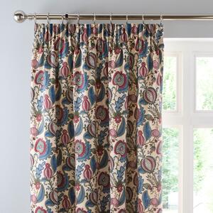 Forest Fruits Pencil Pleat Curtains Natural