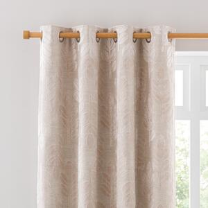 Annika Cut Velvet Eyelet Curtains Natural