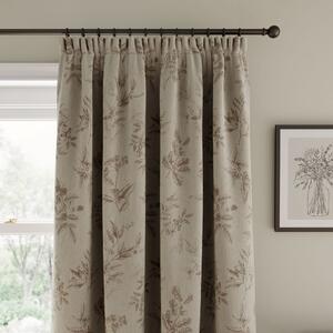 Forest Berries Pencil Pleat Curtains Natural