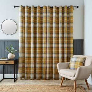 Oswald Checked Eyelet Curtains Ochre
