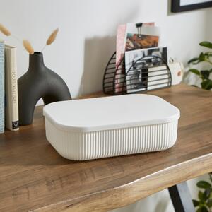Ribbed Storage Box with Lid 2.1L White