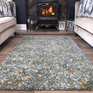 Small Duck Egg Mottled Shaggy Rug - Murano - 60cm x 110cm