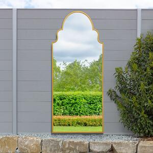 Arcus Crown Arched Indoor Outdoor Full Length Wall Mirror Gold