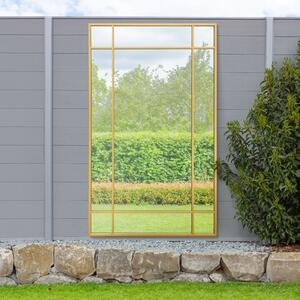 Penestra Modern Rectangle Indoor Outdoor Wall Mirror Gold