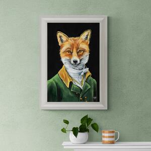 Dapper Fox by Louise Brown Framed Print White/Green
