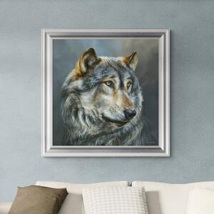 Wistful Wolf by Dina Perejogina Framed Print Natural
