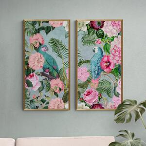 Jungle Rendezvous by andrea Haase Set of 2 Framed Prints Green/Pink