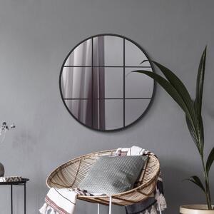 Circulus Window Round Wall Mirror Black