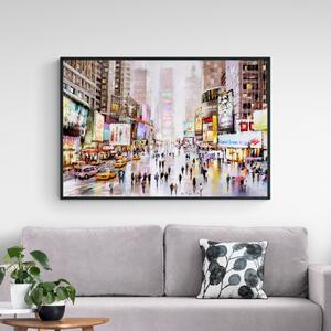 Times Square by Richard Macneil Framed Canvas Brown