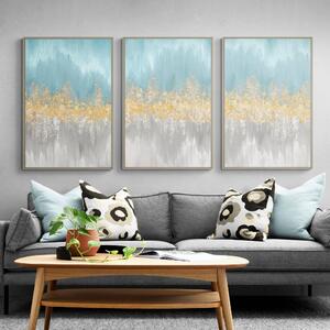 Wavelengths by Eva Watts Set of 3 Framed Canvases Blue/Grey