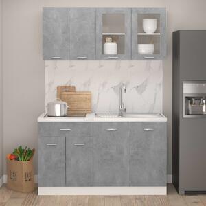 4 Piece Kitchen Cabinet Set Concrete Grey Engineered Wood