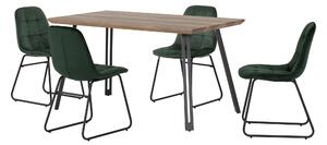 Quebec Rectangular Dining Table with 4 Lukas Chairs Green