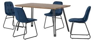 Quebec Rectangular Dining Table with 4 Lukas Chairs Navy Blue