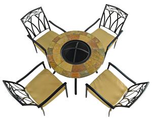 Bayfield Firepit 89cm Table with 4 Ascot Chairs Set Brown