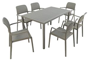 Cube Dining Table with 6 Bora Chair Set Turtle Dove Grey