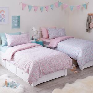 Ada Floral Single Duvet Cover and Pillowcase Twin Pack Set Pink/White