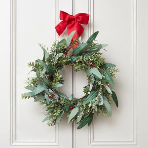 50cm Red Berry Christmas Wreath With Bow