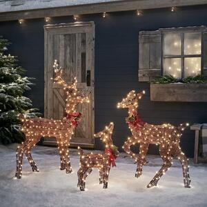 Harewood Brown Spun Cotton Light Up Reindeer Family