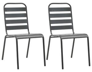 Stackable Outdoor Chairs 2 pcs Steel Grey