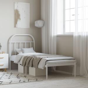 Metal Bed Frame without Mattress with Headboard White 75x190cm