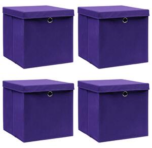 Storage Boxes with Lids 4 pcs Purple 32x32x32 cm Fabric