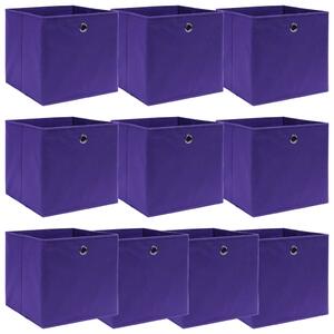 Storage Boxes 10 pcs Purple 32x32x32 cm Fabric