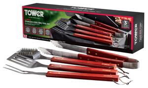 Tower 4 Piece Maple Wood BBQ Tools Set Stainless Steel