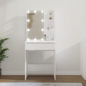 Dressing Table with LED High Gloss White 60x40x140 cm