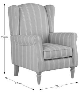 Oswald Pinstripe Wingback Armchair Folkstone Stripe Mulberry