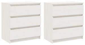 Bedside Cabinets 2 pcs White 60x36x64 cm Solid Pinewood
