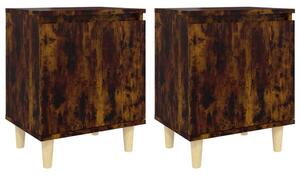 Bed Cabinets with Solid Wood Legs 2 pcs Smoked Oak 40x30x50 cm