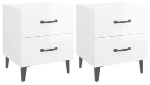 Bedside Cabinets 2 pcs High Gloss White 40x35x47.5 cm