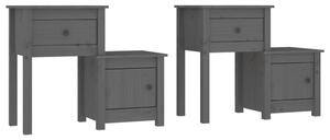 Bedside Cabinet 2 pcs Grey 79.5x38x65.5 cm Solid Wood Pine