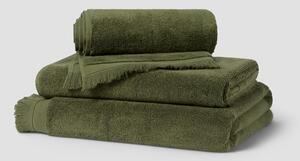 Olive Green Fringe Edge Cotton Towels | Hand Towel | Piglet in Bed
