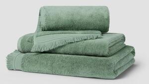 Moss Green Fringe Edge Cotton Towels | Hand Towel | Piglet in Bed